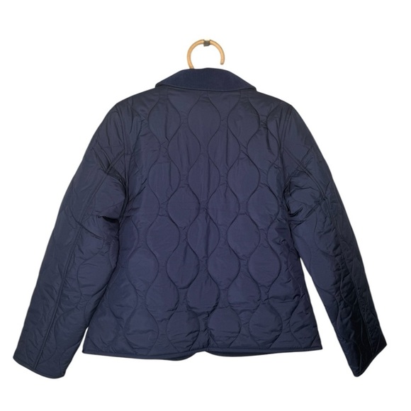 J. Crew** Navy Quilted Barn Jacket Corduroy Collar Pockets Snaps Size Medium NEW - Picture 5 of 16